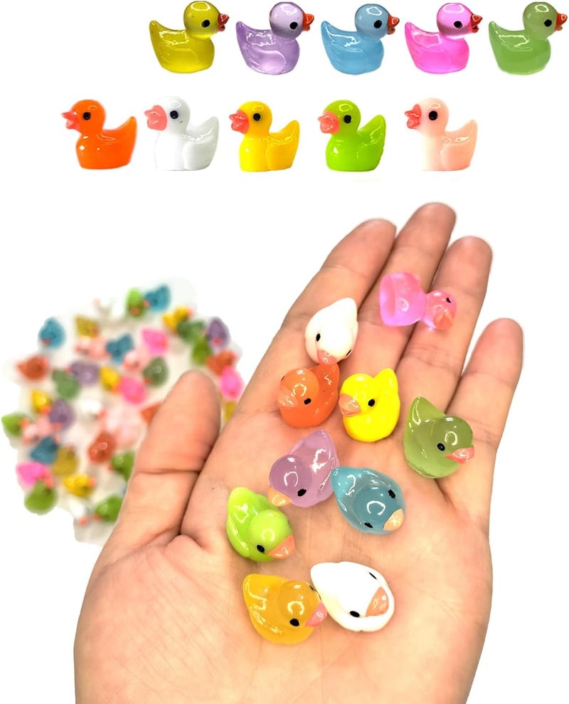 Cidinge 100pcs Mini Luminous Ducks & Resin Ducks for Micro Garden & Dollhouse Decor - Image 3